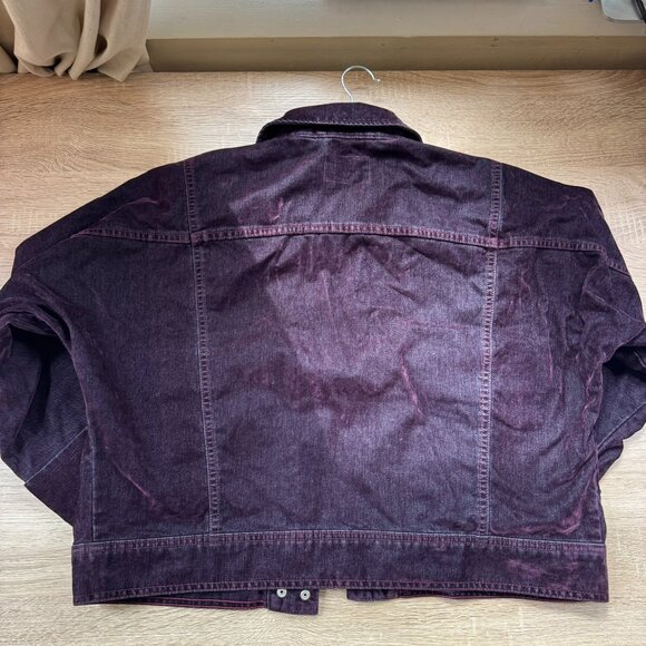 New Free People We The Free Suzy Flocked Denim Jacket Small Purple - Picture 4 of 9